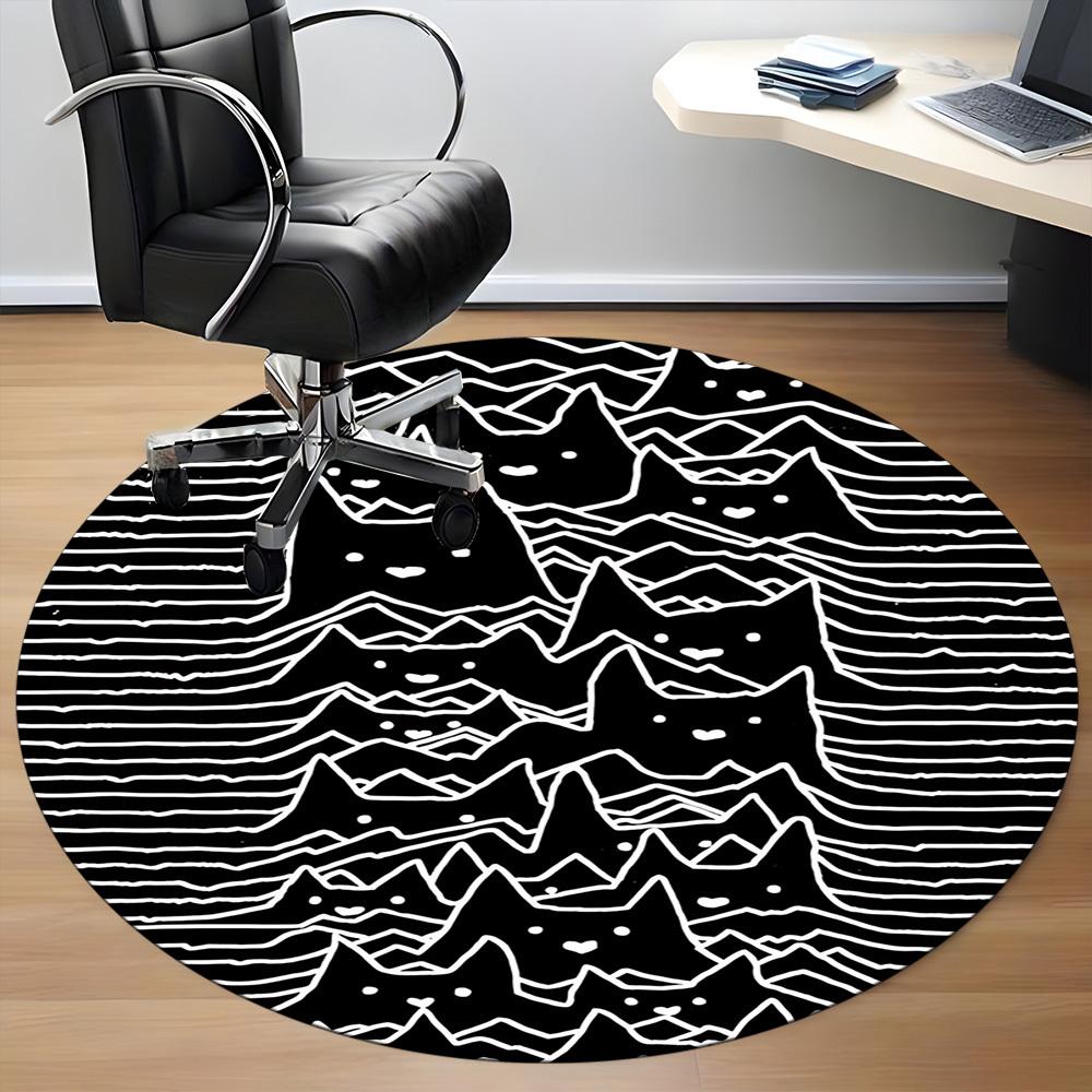 1pc Cat Mountain Office Round Area Rug, Indoor Mat Suitable For Office, Under Office Chairs Bedroom Living Room Home Decor, Room Deco