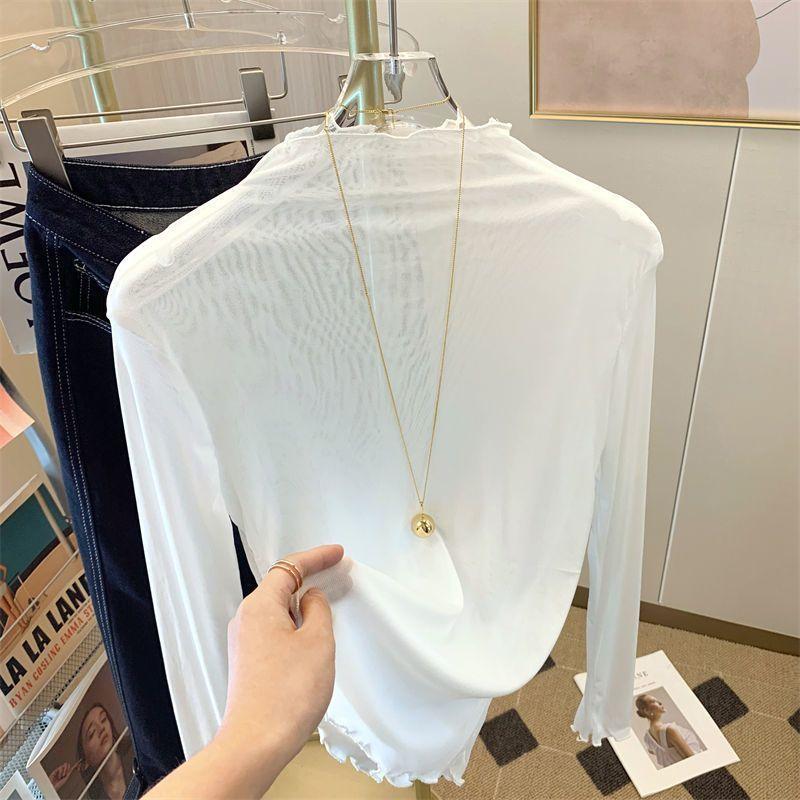 Pullovers Tops Women Long Sleeves Solid Color Vintage Fitted Sexy Undergarment Fashion Top Blouse Oversized Half Turtleneck Loose Shirt Slim Tops