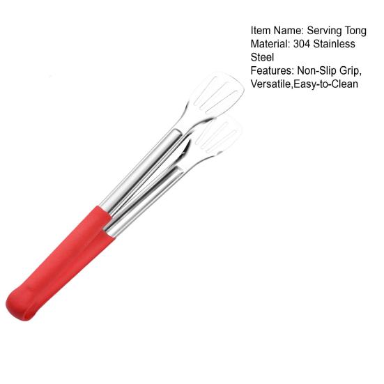Stainless Steel Serving Tongs Heavy-Duty Food Tongs with Grip 3-Line Slotted Head Cooking Tong for BBQ Buffet Kitchen