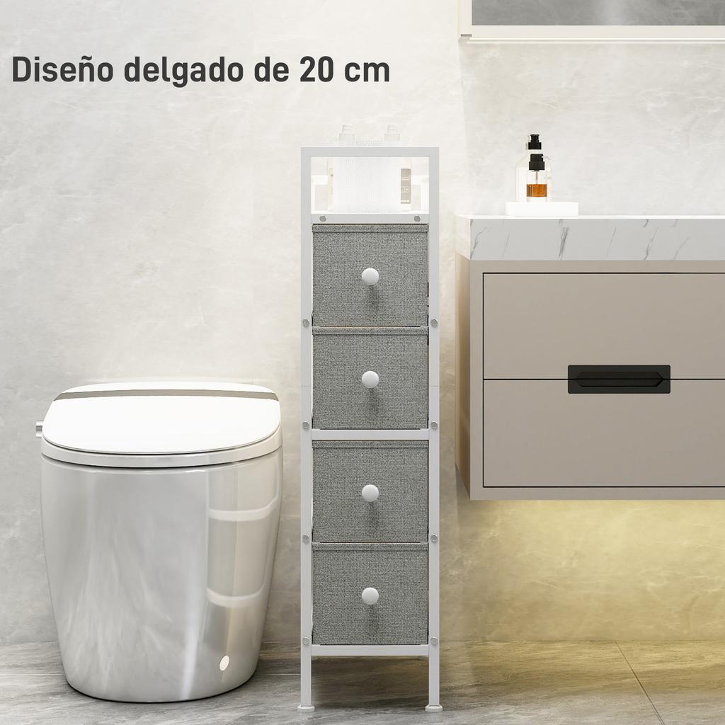 Chest of Drawers with 4 Fabric Drawers, Steel Frame, Dresser for Bedroom, Small Spaces, Living Room, Dressing Room, Light Gray
