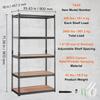5-Tier Adjustable Heavy Duty Metal Storage Shelf, 2000 Lbs 36"×18"×72" Black Rack for Garage Kitchen Basement Laundry