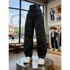 Black American scimitar pants men's thin ruffian handsome high-end casual overalls loose straight sports trousers