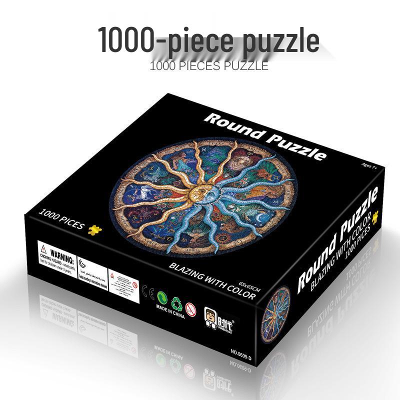 1000-Piece Adult Christmas & Halloween Round Jigsaw Puzzle Decompression Toy