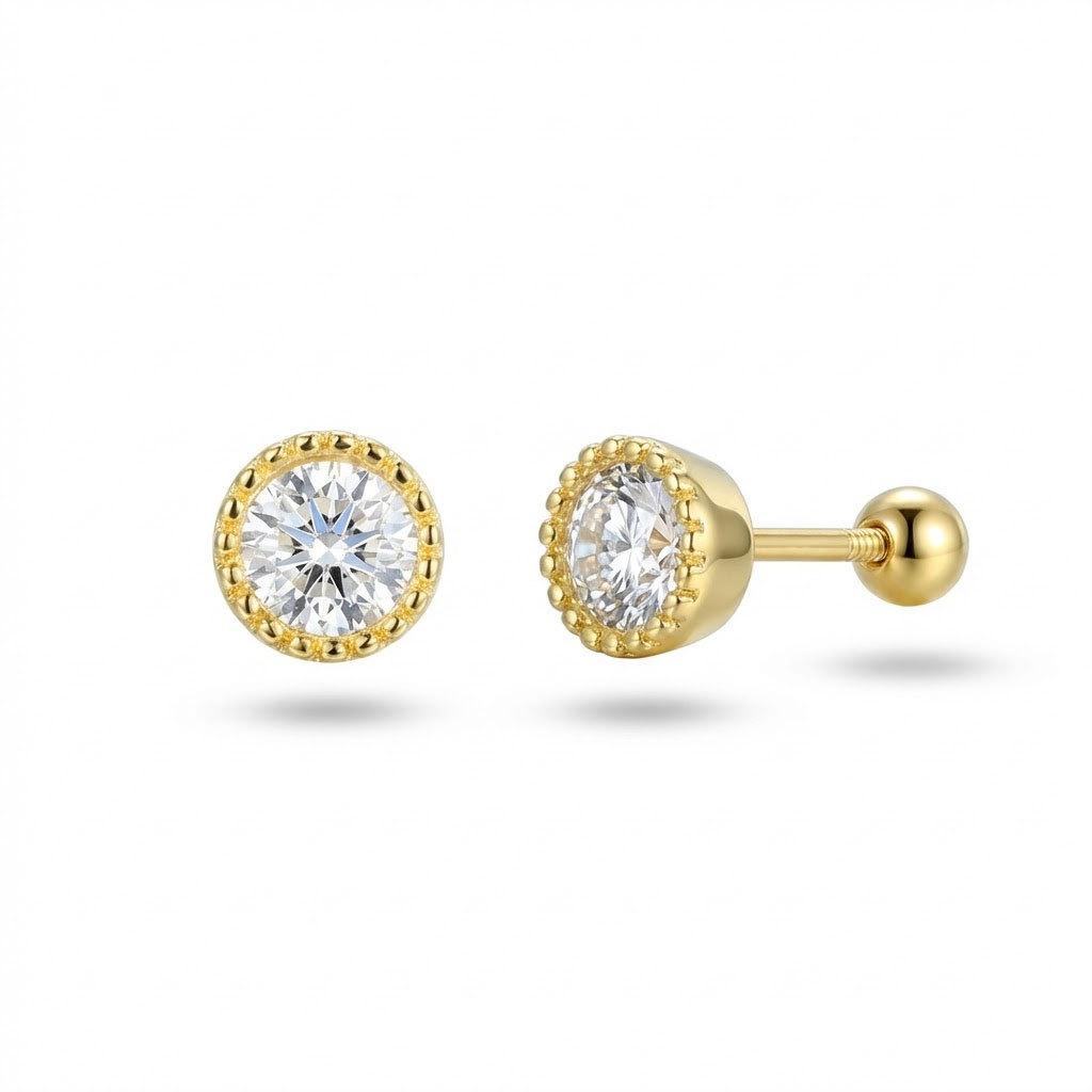 925 Sterling silver earrings personalized fashion birthday stone white mozzarella stud earrings women s earrings internal thread stud earrings 925 silver