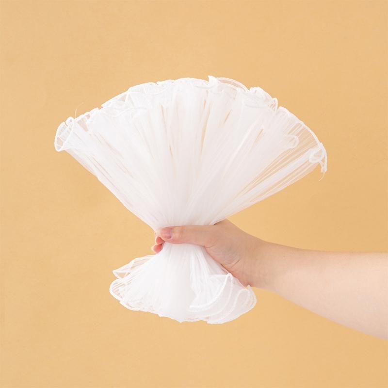 Translucent Pearls Edge Bouquets Wrap Softable Breathable Bouquets Wrap for Weddings and Special Occasion