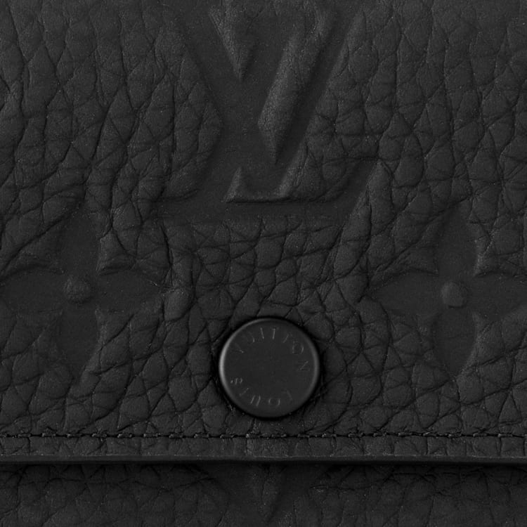 LOUIS VUITTON Leather With Cow Leather Trim Key Pouch Men's Black M82604