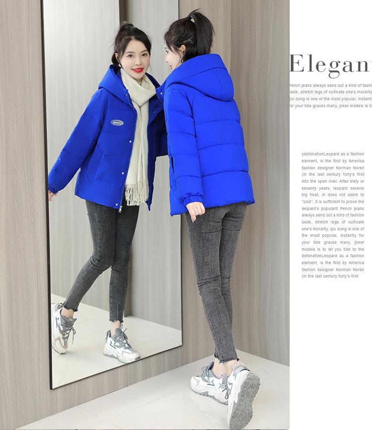 Herbst/Winter Damen Einfarbige Kapuze Lose Lässige Gepolsterte Warme Kurze Damenjacke 6 Farben