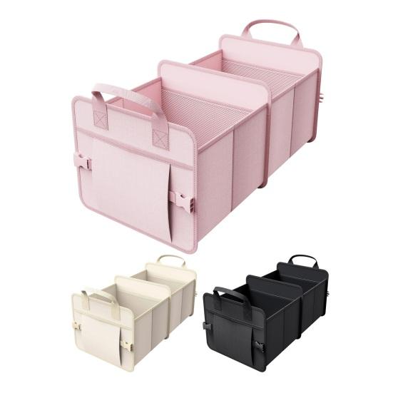 Car Trunk Organizer Foldable Portable Storage Box with Non-Slip Base 2 Compartments Car Storage Container for Groceries Sports Gear