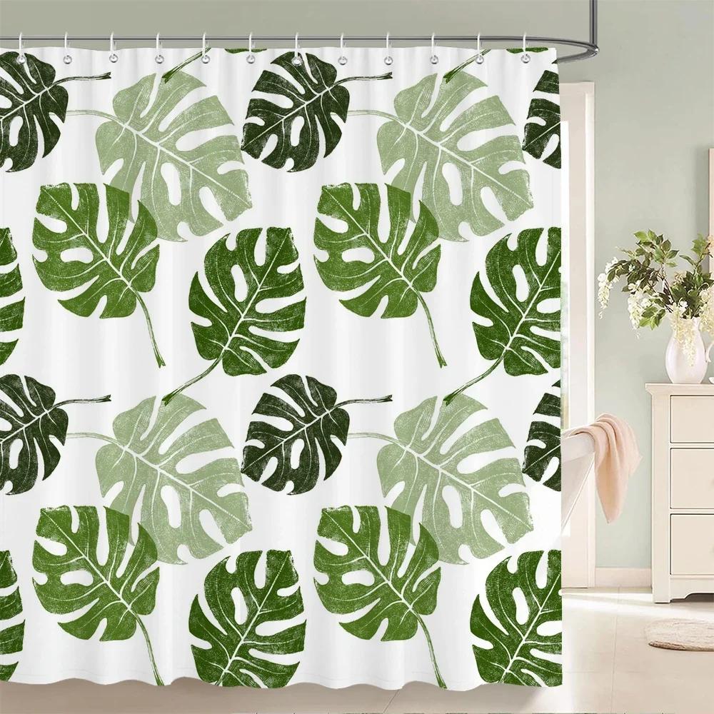 Palm Trees Leaves Shower Curtain Bathroom Waterproof Polyester Shower Curtain Printing Curtains for Bathroom Shower with Hook0