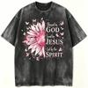 Blessed By God Loved By Jesus Christian Graphic Tee Sunflower Washed T?Shirt