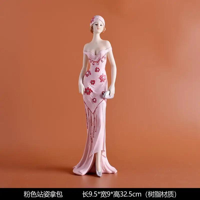 Europäisches Mädchen Schönheitscharakter Harzornamente Haus Wohnzimmer Weinschrank Figuren Dekoration Handwerk Hochzeit Geburtstagsgeschenke