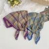 Silk Scarf Neck Small Square Scarf High-end New Versatile Plaid Headscarf Summer Women Pastoral Headband Tied Hair Streamer
