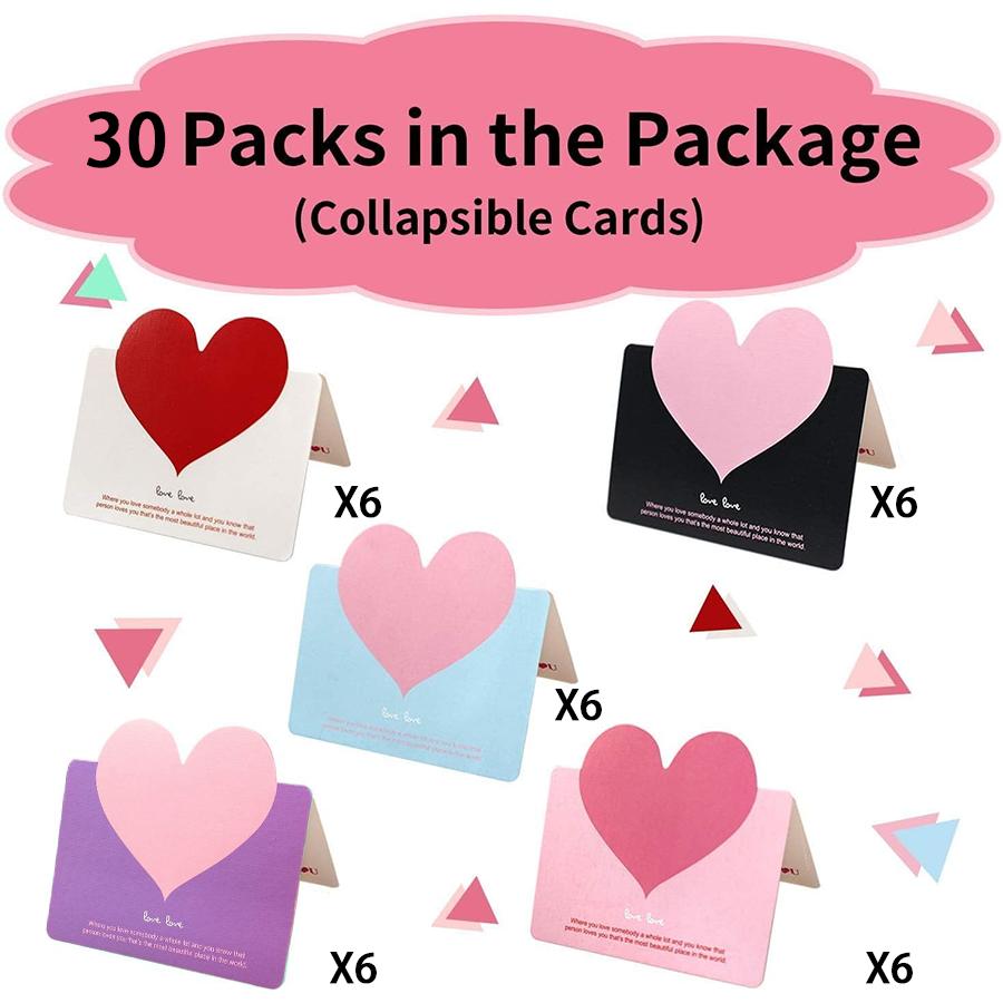 10-40PCS Mixed Color LOVE Heart Shape Greeting Card Valentines Day Gift Wedding Invitations Card Romantic Message Card