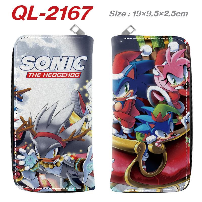 Sonic PU Zip Long Wallet Anime Hedgehog Handbag Clutch Card Holder Coin Purse Blue 1pcs