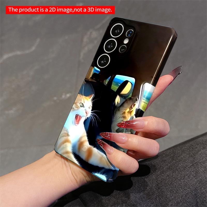 2DFlat Samsung Phone Case Cats Yawning In Car Seat Applicable To Galaxy S22 S23 S24 S25ULTRA S26 A12 A13 A14 A15 A16