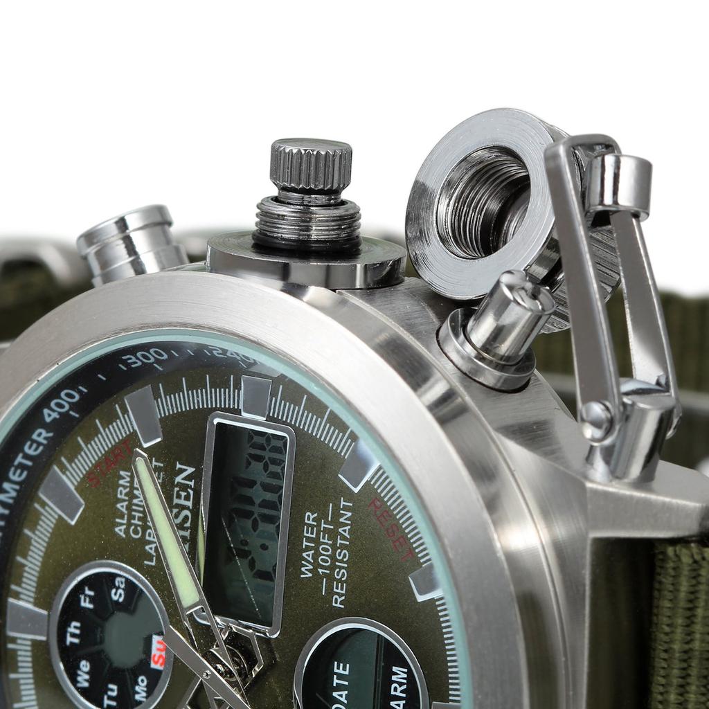 JewelryWe Analog Digital Japanese Kuotsu 3ATM Waterproof Men's Watch, Display, Display, Watch, Fashion, Unique, Multifunctional, Outdoor, Sports,