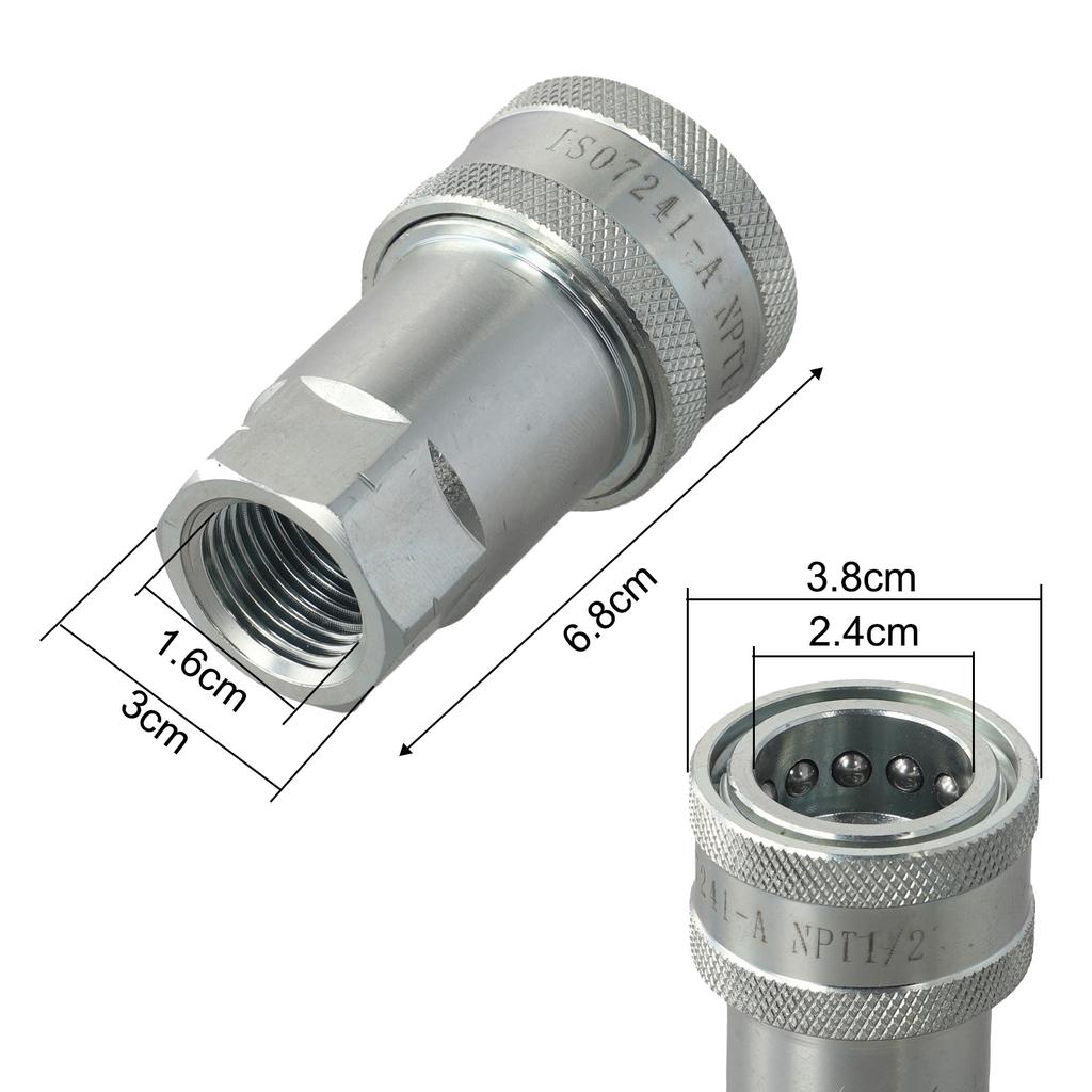 1 Stück NPT1/2 Hochdruck Hydraulikölrohr Schnellkupplung 10mm Hydraulik-Stecker Buchse Gewinde Fitting Adapter