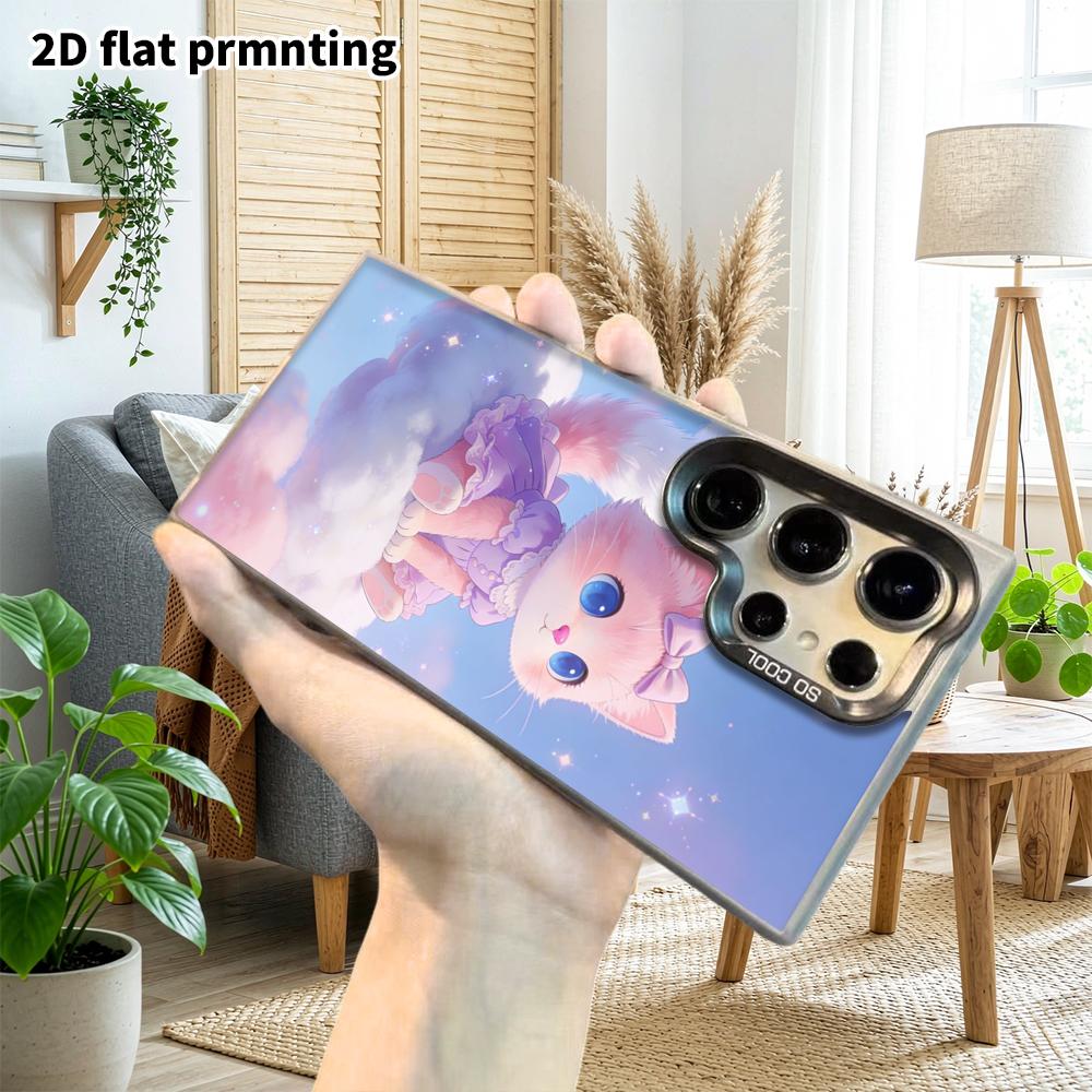Phone Case: 2D Flat Samsung Galaxy A34 A35 M05 M06 S20 S22 S21 FE Plus 5G Protective Case, Couple Style, Cloud Pink Cat, Christmas and Halloween Gift