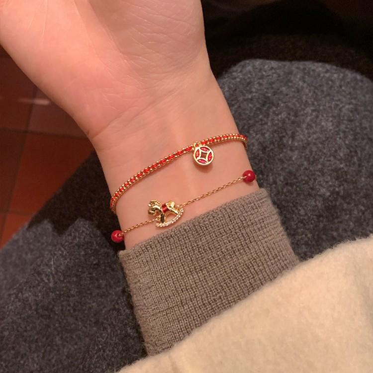 18k real gold electroplated zir*****il drop pony bracelet new Chinese natal year bracelet light luxury jewelry women