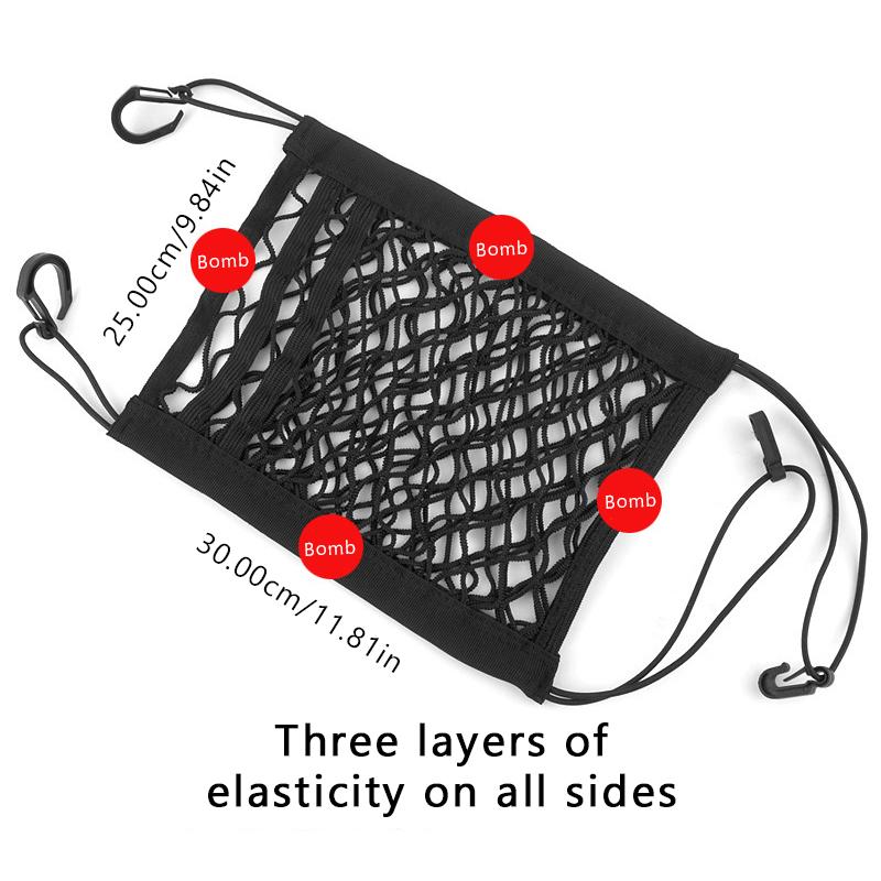 SEAMETAL Motorcycle Storage Net Bag High Elastic Double Layer Hooks Luggage Motorcycle Helmet Storage Trunk Bag