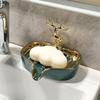 YIXI Green Gold Deer Ceramic Soap Dish