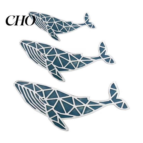 Moisture-proof Wall Decor 3 Pcs Handcrafted Wooden Nautical Whale Art, Coastal Ocean Fish Unique Ocean-themed Art Hanging Decor, Vintage Ornaments for Sets