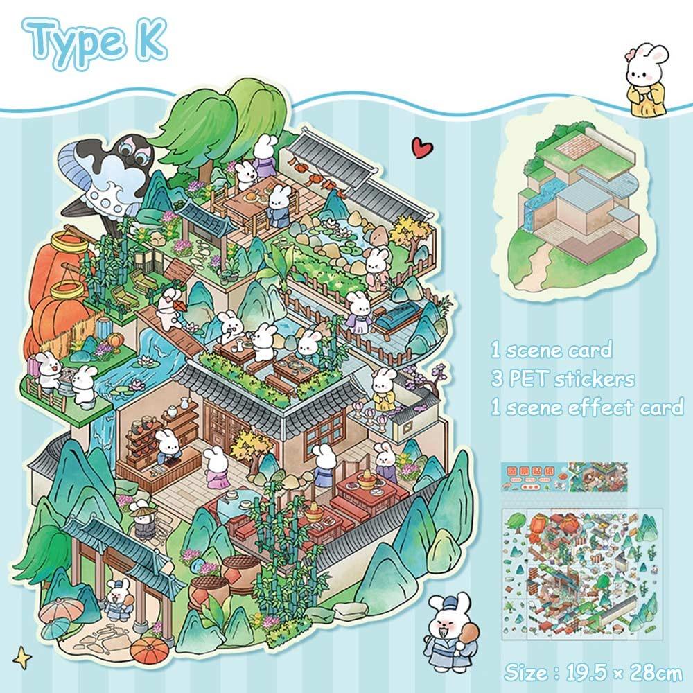 Naklejki Krajobrazowe 3D Naklejki do Układania Wizualnego DIY Nowa Scena Miniaturowa Naklejki 3D