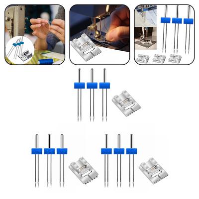 4pcs Double-Needles Machine Twin Needles Sewing Presser Foot Double Feet Multifunction 2/3/4mm Sewing Machine Accessories
