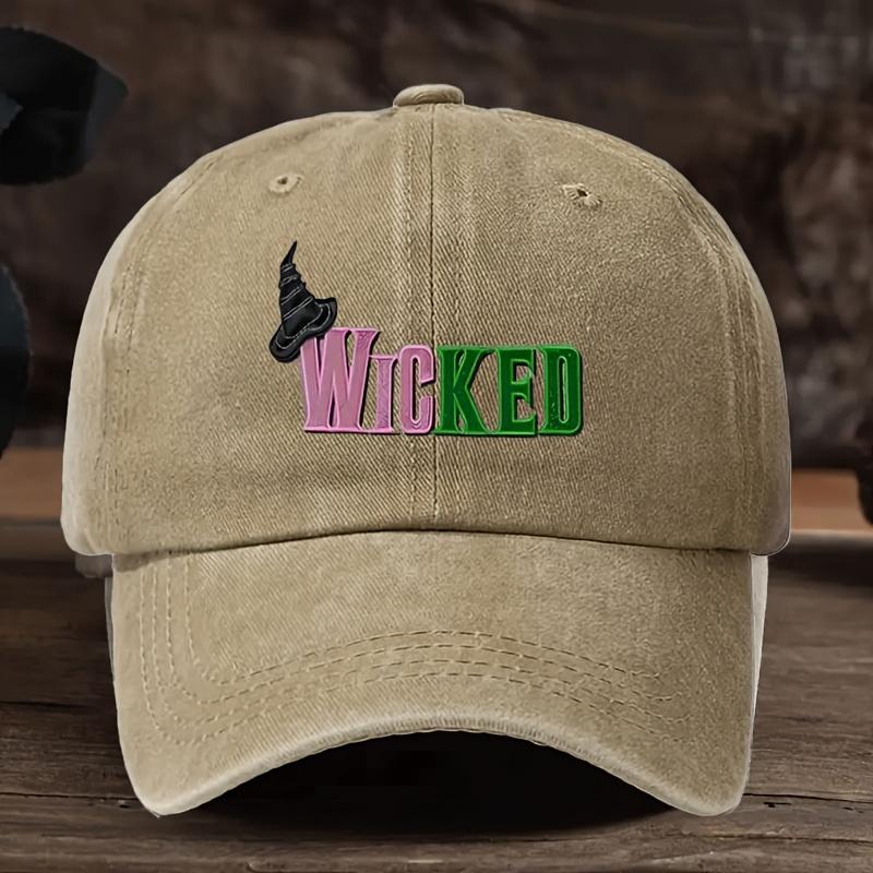 Women'S Retro Wicked Musical-Inspired Baseball Cap - Adjustable Snapback With Wicked Lettering & Elphaba-Inspired Graphic