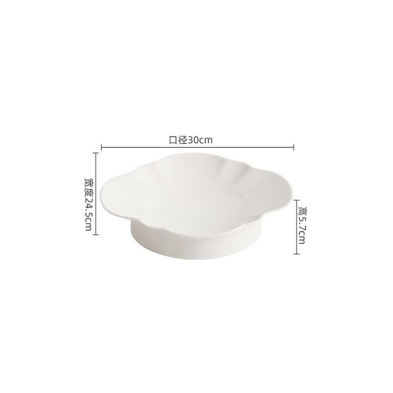 Pure White Flower Shaped High Footed Plate Ceramic Dessert Plate Sushi Plate Dim Sum Dish Molecular Cuisine Specialty Tableware