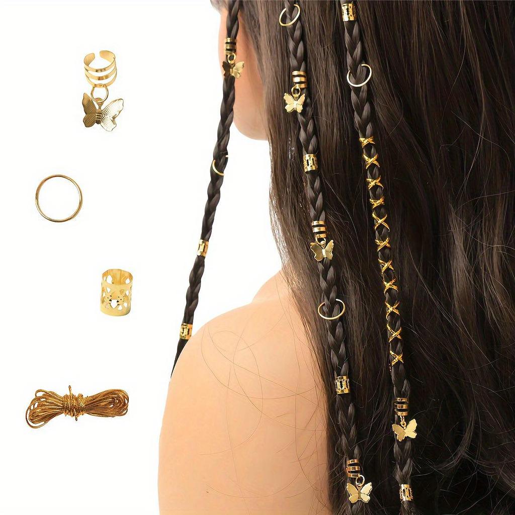 36pcs Butterfly Dreadlock Hair Rings - Stylish and Popular European & American Design