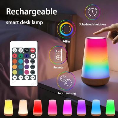 Light RGB 13 Color Changing Night Remote Control Touch Dimmable Lamp Portable Table Bedside Lamps USB Rechargeable Night Lamp