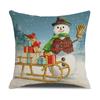 Christmas Snowman Pillow Covers 45Cm Cartoon Print Linen Cushion Case Winter Sofa Throw Pillowcase For Home Holiday Decoration