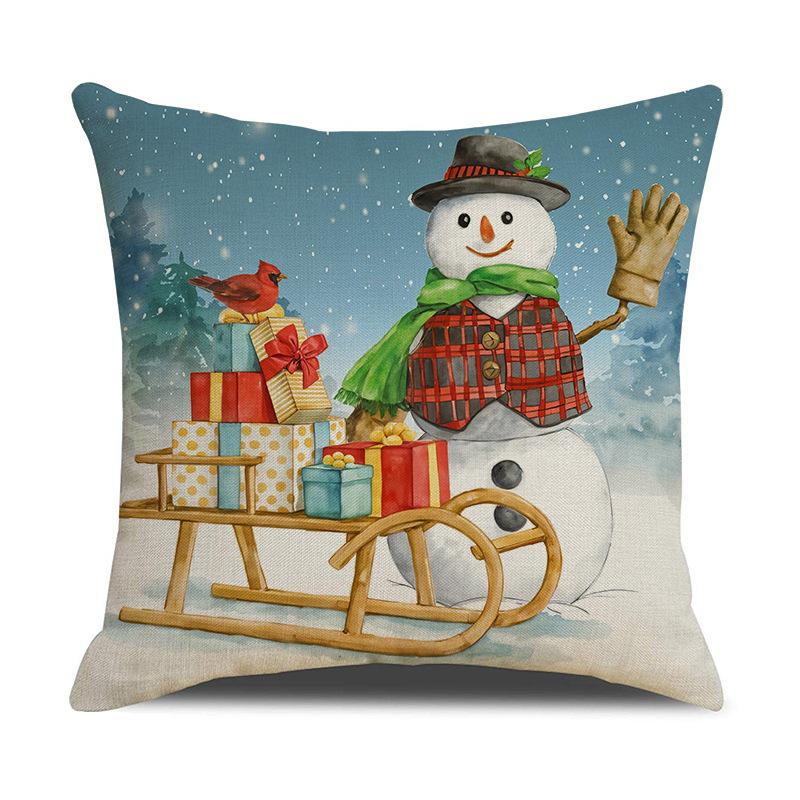 

New Christmas Snowman Pillow Case Home Decoration Elk Print Pillow Cartoon Cute Sofa Pillow 45 * 45Cm (pillowcase only)