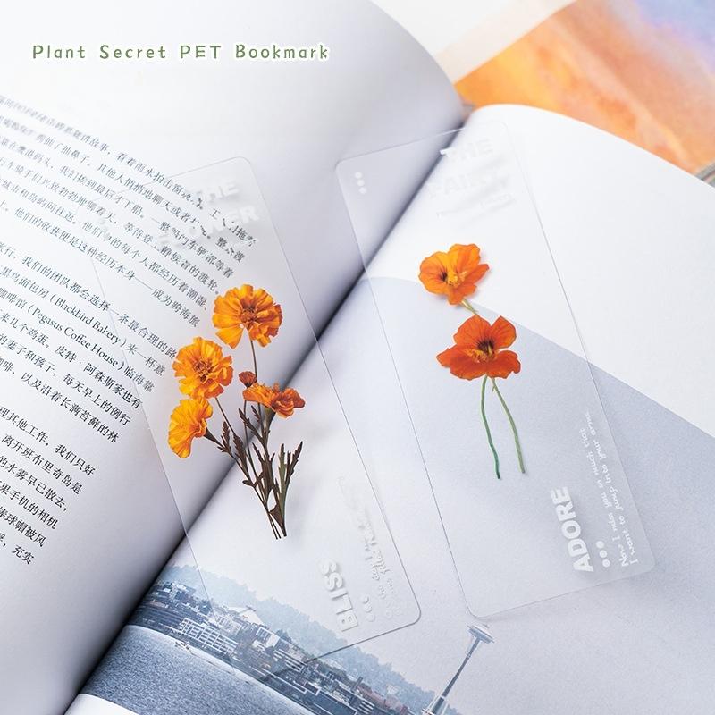 6 Stück Pflanzen Flüstern PVC Lesezeichen Set Natur Pflanzen Blumen Transparent Markierer Seite Notizhalter Schule Lesen Geschenk