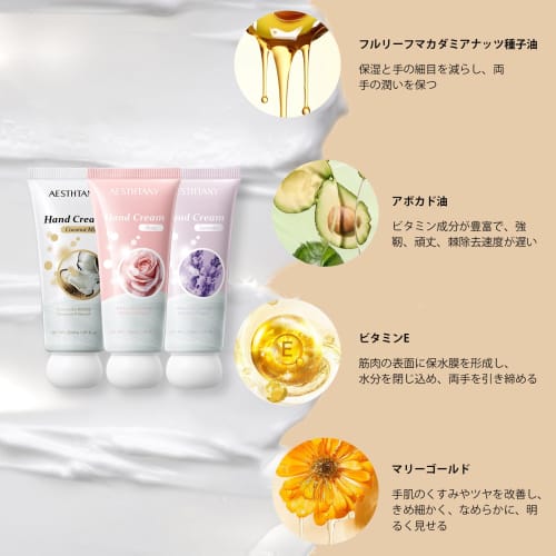 OKADY Mini Hand Cream Trio (Coconut Milk, Rose, Lavender) Set of 3. Perfect As a Small Gift for Birthdays, Farewells, or White Day.