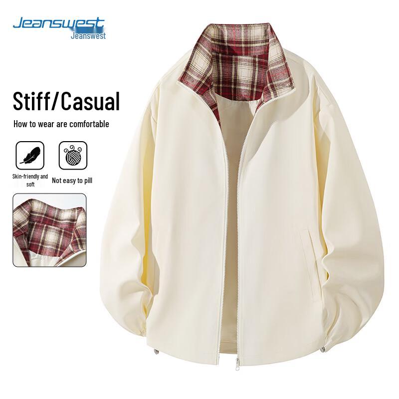 JEANSWEST Men's Stand-Collar Spliced Jacket