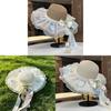 Summer Straw Hat For Women With Lace Bow Sun Protection Beach Vacation