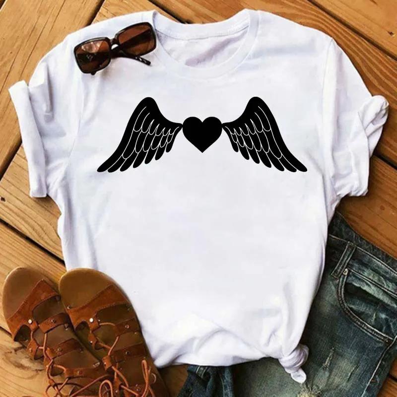 Watercolor Butterfly Heart Printed T Shirt New Women Black T Shirt Harajuku Cute Graphic Tee Shirt Ladies Casual FeUnisex Tops Tee