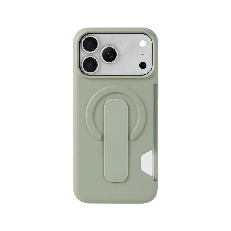case for iphone 17 16 15 14 pro max Magnetic phone case insert card skin feel PC stand full coverage Wireless Charging plain iPhone17 зелёный