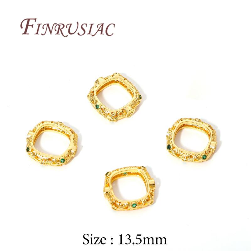 

18K Gold Plated Beads Frame Through Hole Bead DIY Bracelets Accessories Spacer Beads Jewelry Making Supplies 2 pieces