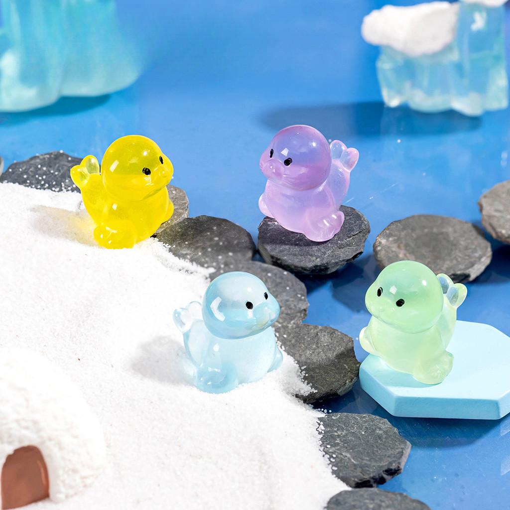 10Pcs/lot Mini Luminous Sea Lion Animal Miniatures Mini Figurine Glow in the Dark Fairy Garden Decoration Moss Terrarium Micro Landscape