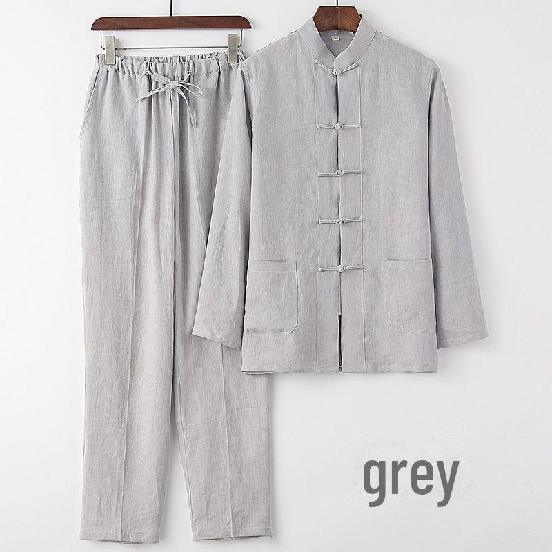 Young Men's Chinese Style Linen Tang Suit: Summer, Long-Sleeved Shirt