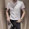 Polo da Uomo alla Moda Stile Coreano Testurizzata - Tinta Unita, Maglia a Coste, Manica Corta