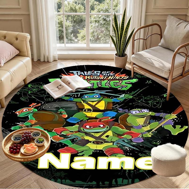 Custom Name Personalized Gamer Print Round Rug, Versatile Home Decor Carpet, for Playroom, Apartment, Balcony, Entryway, Hallway Gift