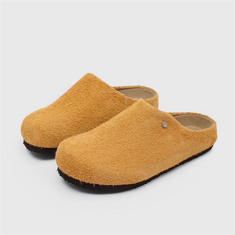 Vintage outerwear spring and summer new casual lazy one-pedal Boken shoes 45370 long hair gray, brown -Y