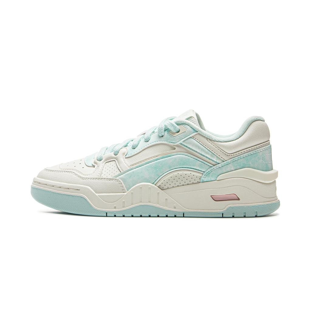 New LiNing Moon White 2.0 Slip Resistant Cushioning Wear Resistant Low Top Skateboard Shoes Women's White Blue AGCU276-12