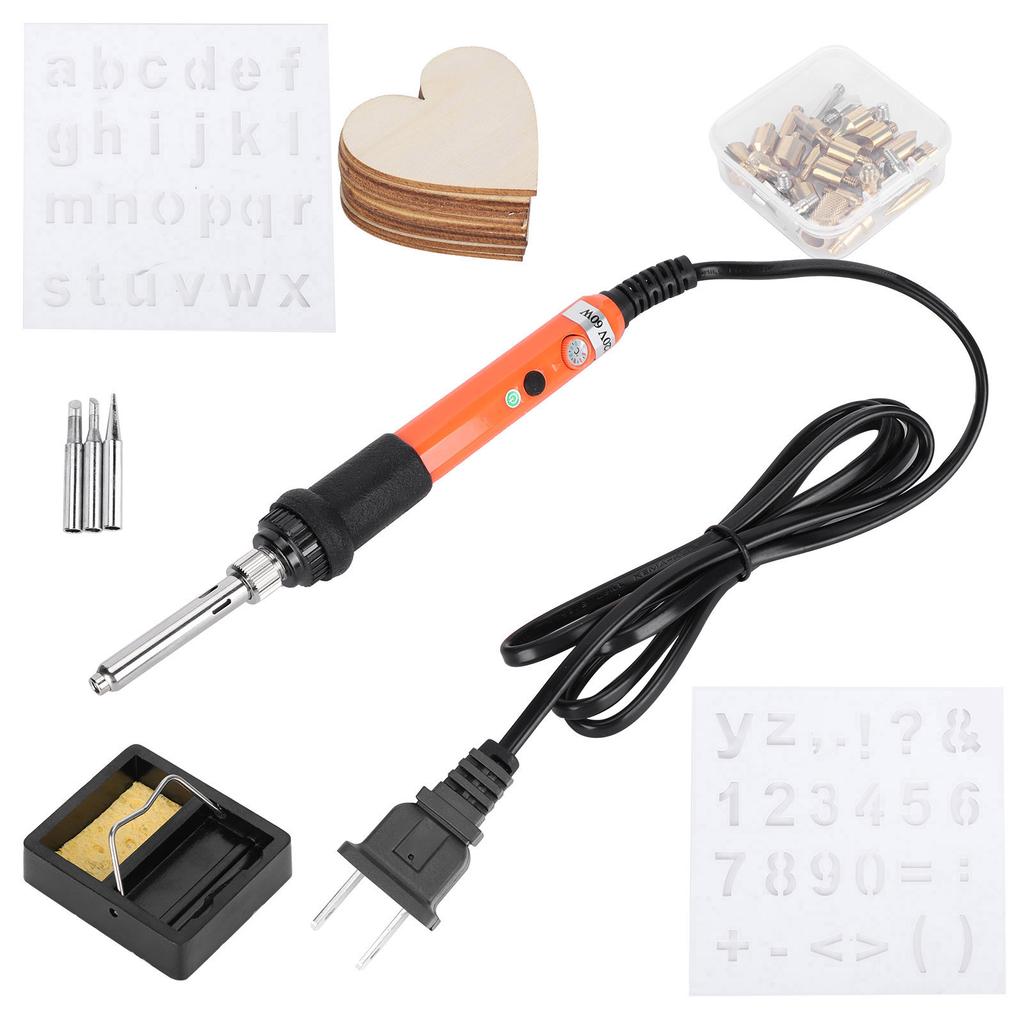 Electric Soldering Iron Set Wood Burning Pen Engraving Carving Pyrography Tool 60WUS Plug 110V