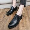Hot Men's Retro Brogue Caving Leather Shoes Breathable Slip-on Loafers Male Business Shoes Light Dress British Style Shoes Black