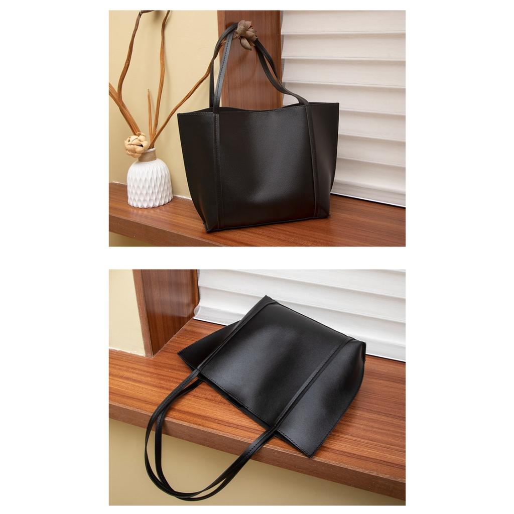 Solid Color, Large Capacity Bag, Women's, New Style, Fashionable, Retro, Tote Bag, Versatile, Single Shoulder Mother Bag